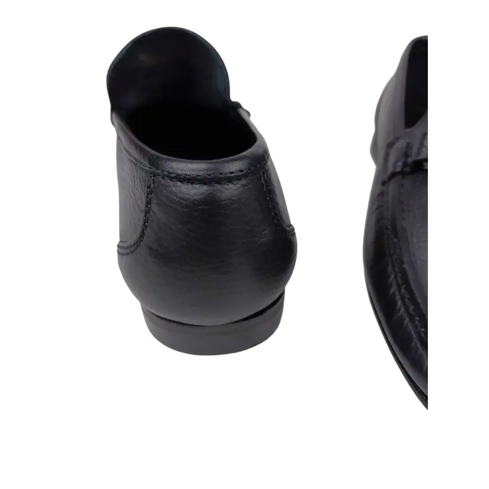Sandrino Enrico Horsebit Loafer Black Pebble Leather Men’s Size 7 US